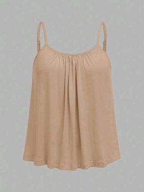 SHEIN Nude Spaghetti Strap Pleated Swing Cami